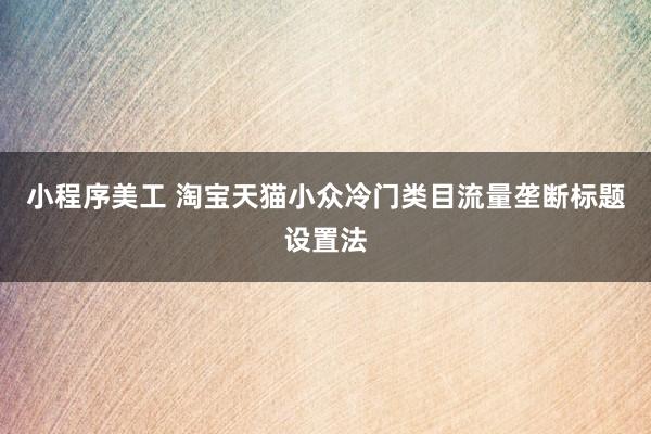 小程序美工 淘宝天猫小众冷门类目流量垄断标题设置法