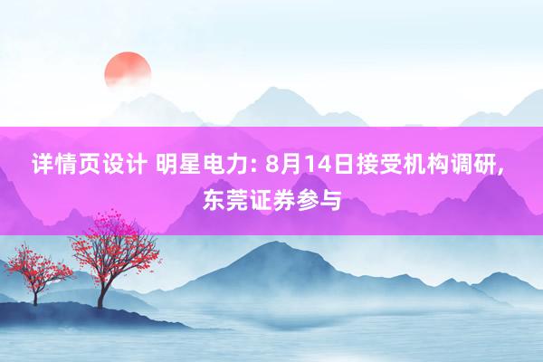 详情页设计 明星电力: 8月14日接受机构调研, 东莞证券参与