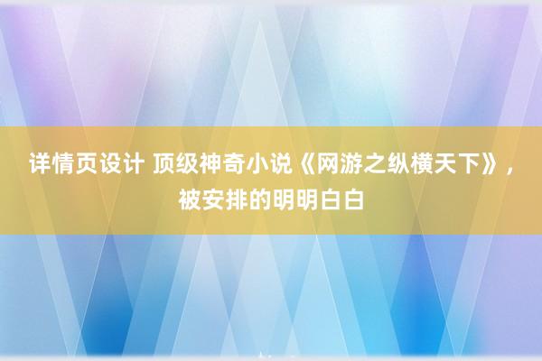 详情页设计 顶级神奇小说《网游之纵横天下》，被安排的明明白白