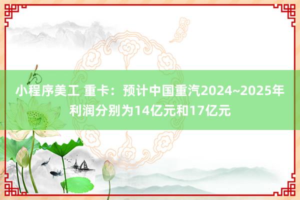 小程序美工 重卡：预计中国重汽2024~2025年利润分别为14亿元和17亿元